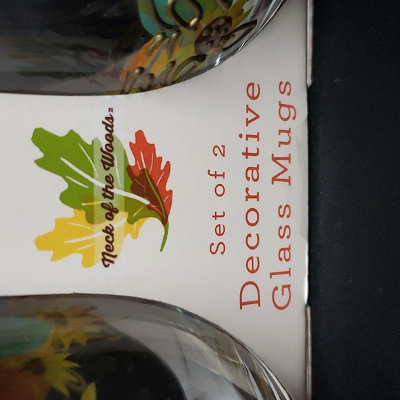 Neck of the Woods Set of 2 Clear 16 oz. Mugs with Pumpkins, Sunflowers - Picture 3 of 6